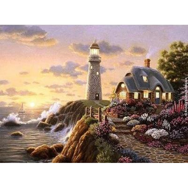 Lighthouse at Dusk Diamond Painting