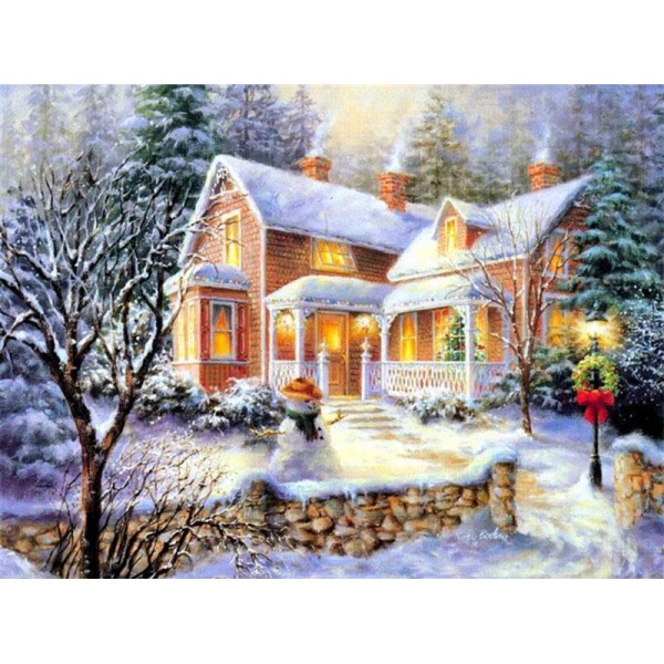 House Winter Scene Diamond Painting square