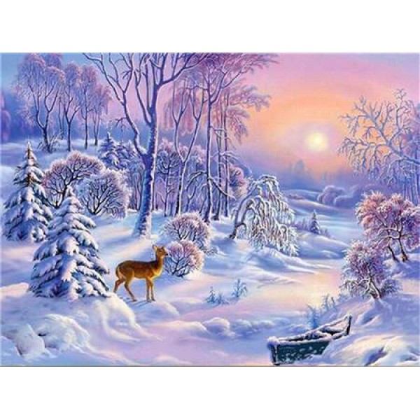 Deer Winter Scene Diamond Painting square