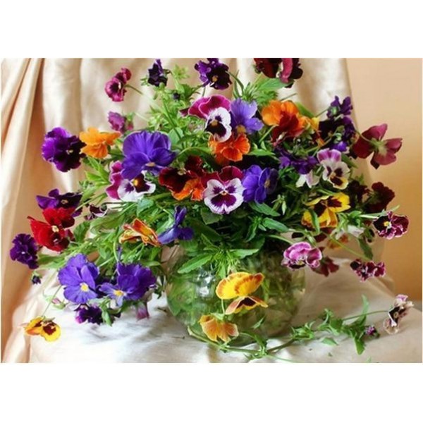 Purple Flowers Diamond painting round