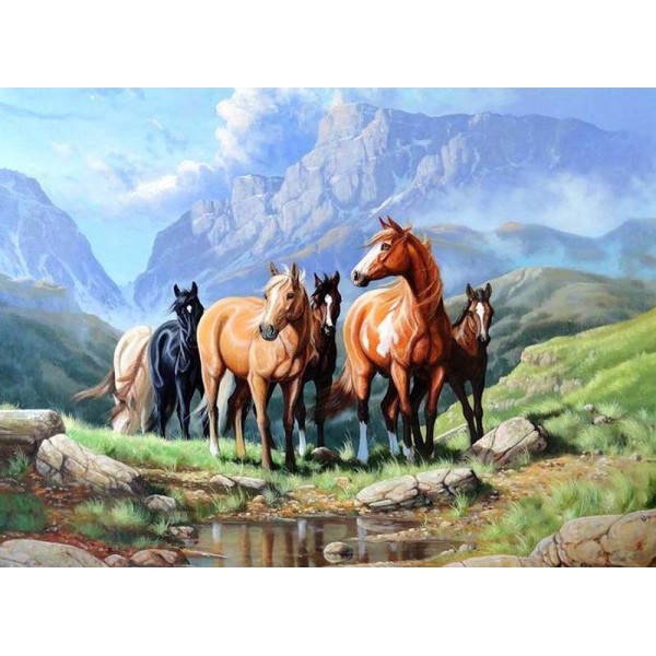 Horses on the Move Diamond Painting