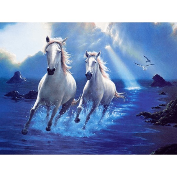 Beautiful White Horses Diamond Painting
