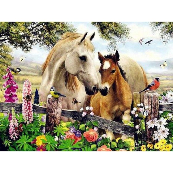 Garden Horse Diamond Painting round