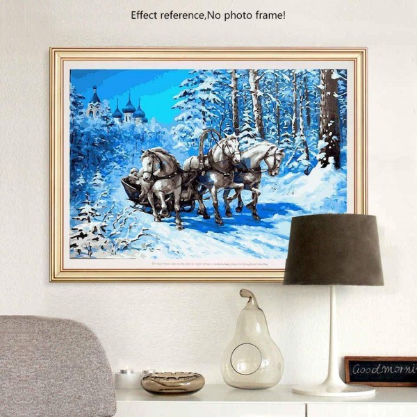 Horse Carraige Winter Scene Diamond Painting